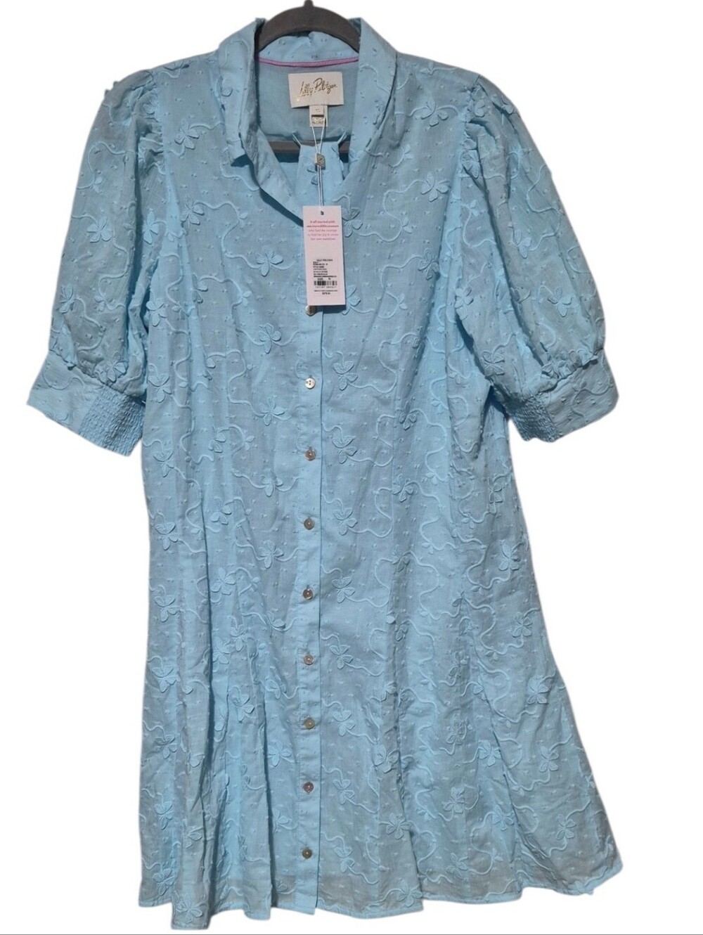 Lilly Pulitzer Larkyn Shirtdress Day Dream Blue Monarch Embroidered Size 10 New